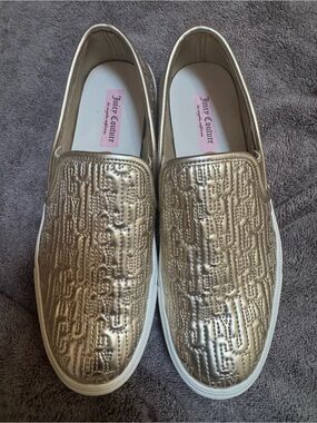 Juicy Couture Metallic Gold Quilted Slip-On Sneakers